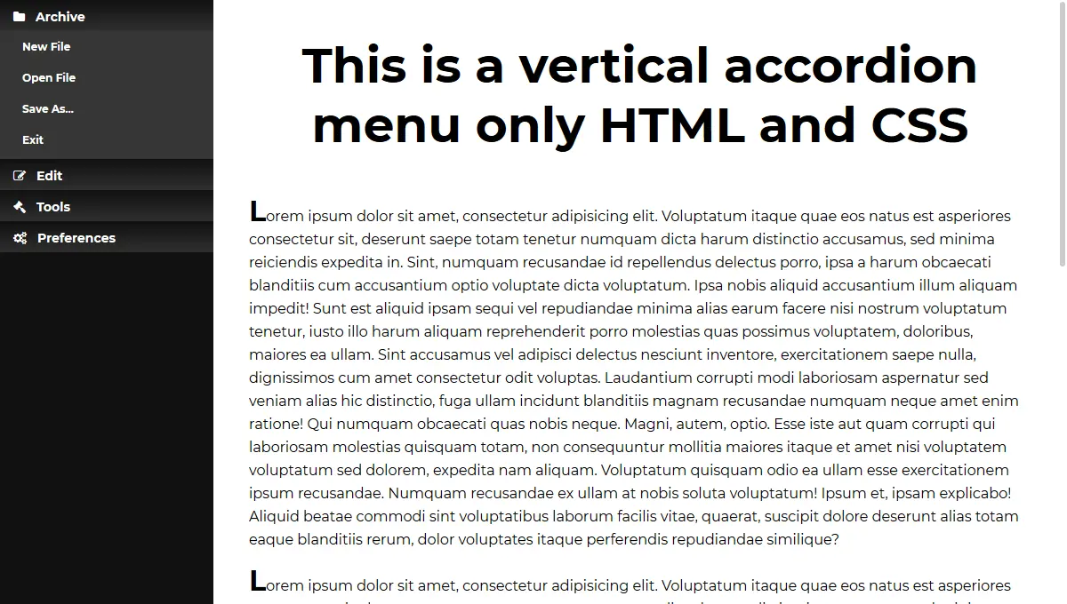 CSS Accordion Menus Vertical Accordion Menu Example CSS Mix