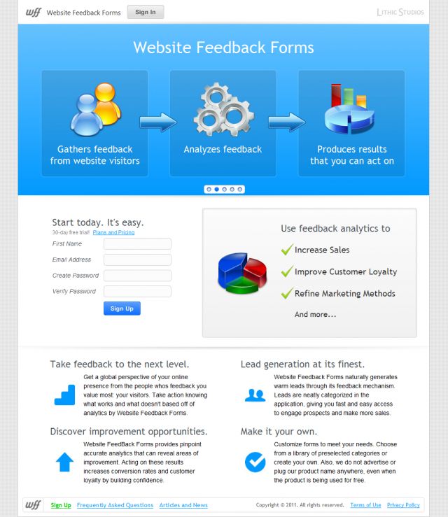 Website Feedback Forms screenshot