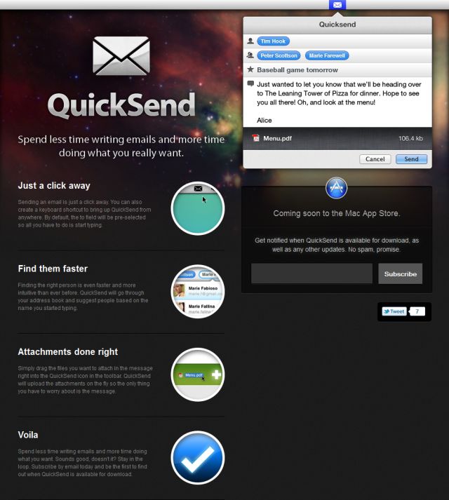 QuickSend screenshot