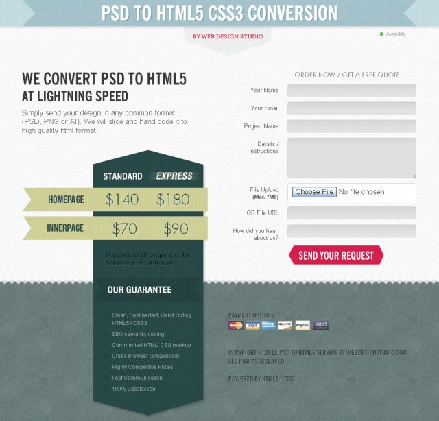 PSD to HTML5 screenshot