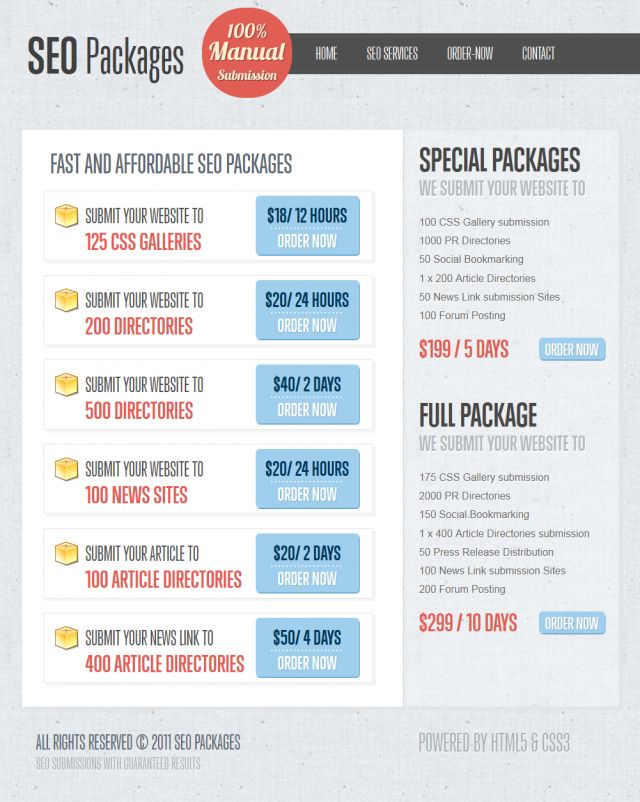 The SEO Packages screenshot