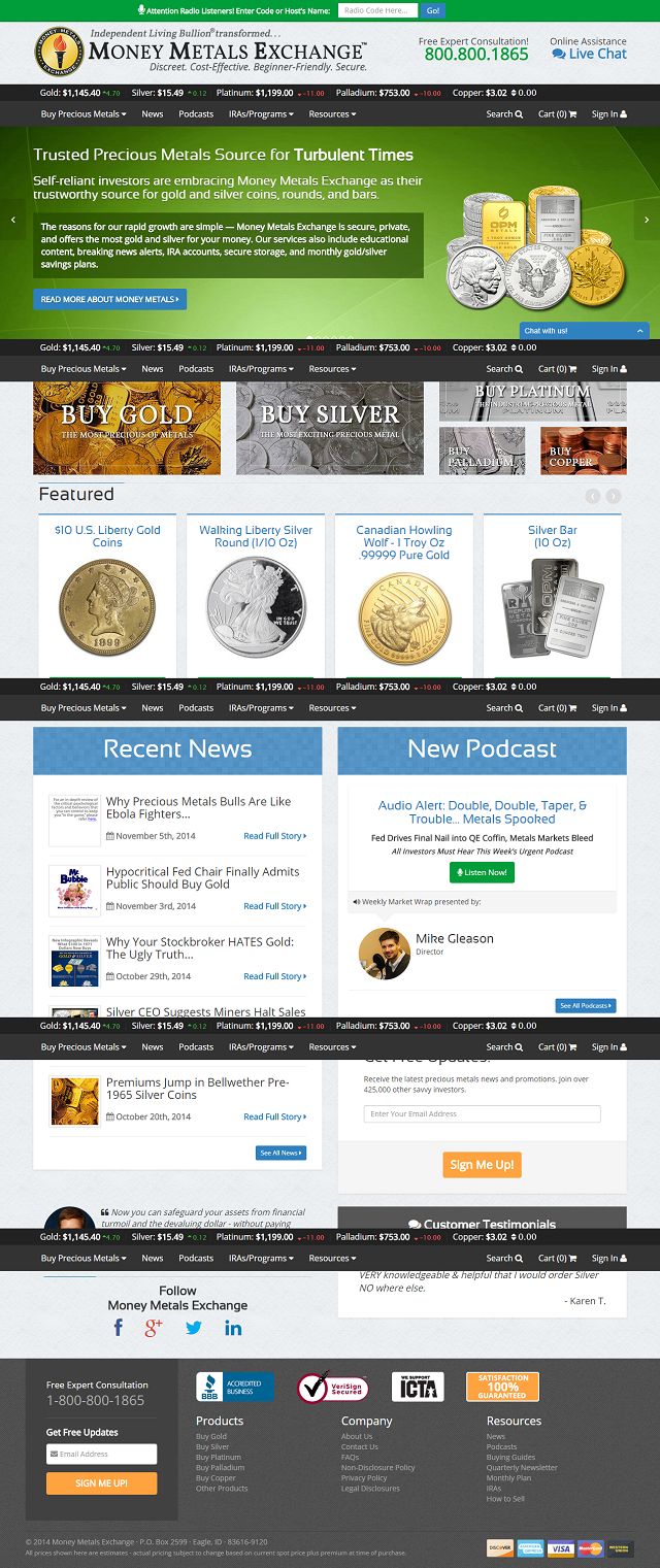 Money Metals Exchange screenshot