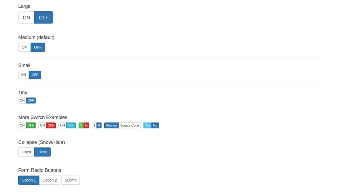 Bootstrap 3 Toggle Switch Button screenshot