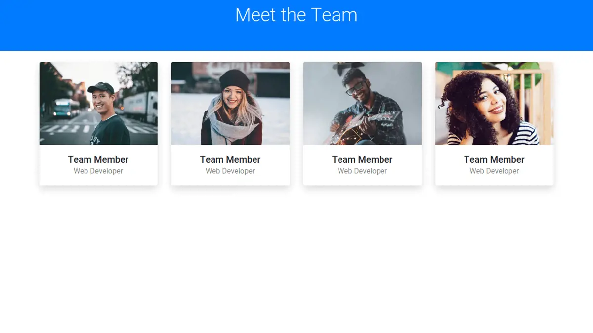 Bootstrap 4 About And Team Section screenshot