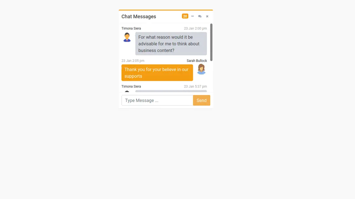Bootstrap 4 Awesome Chat Messages Box screenshot