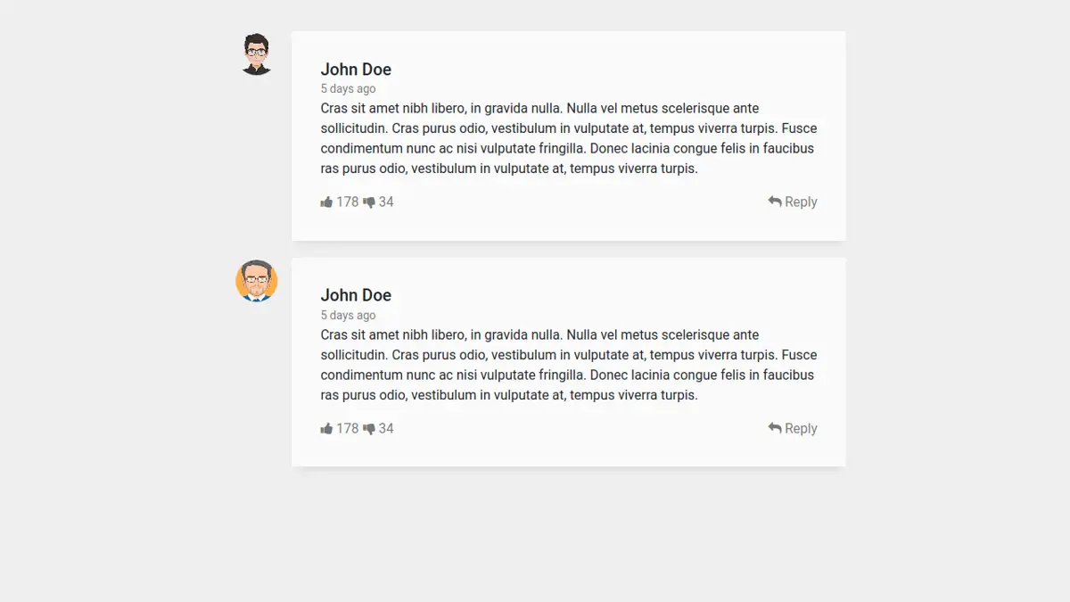 Bootstrap 4 Beta Comment List screenshot