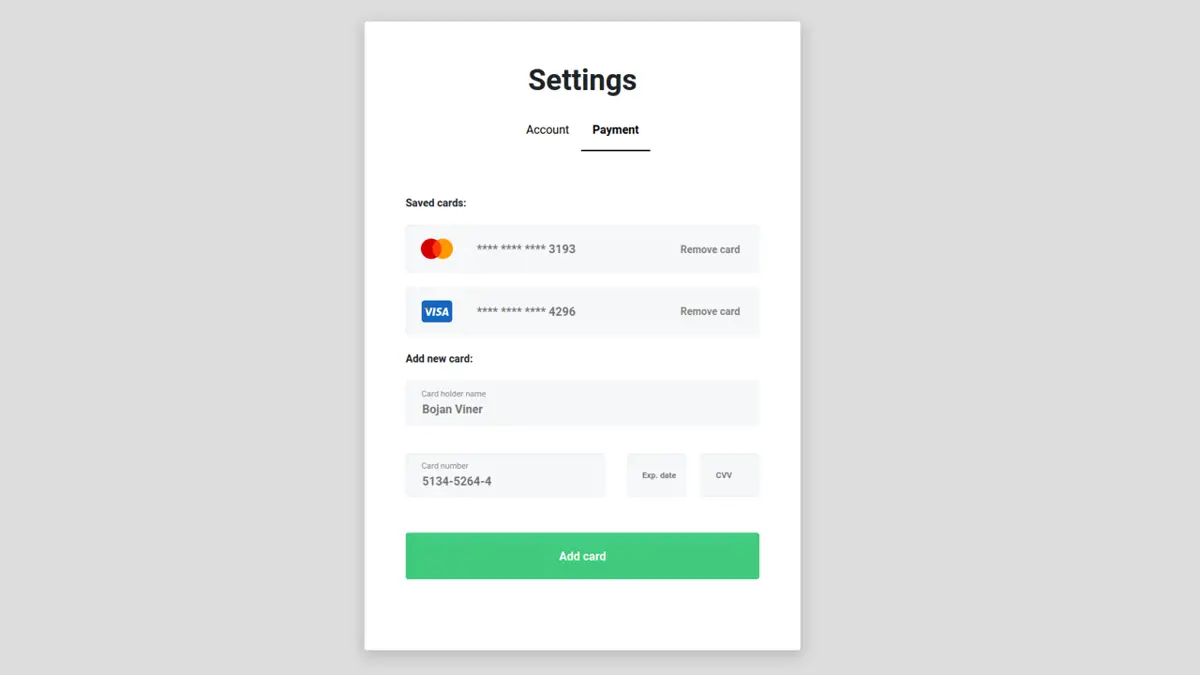 Bootstrap 4 Credit Card Payment Form Template screenshot