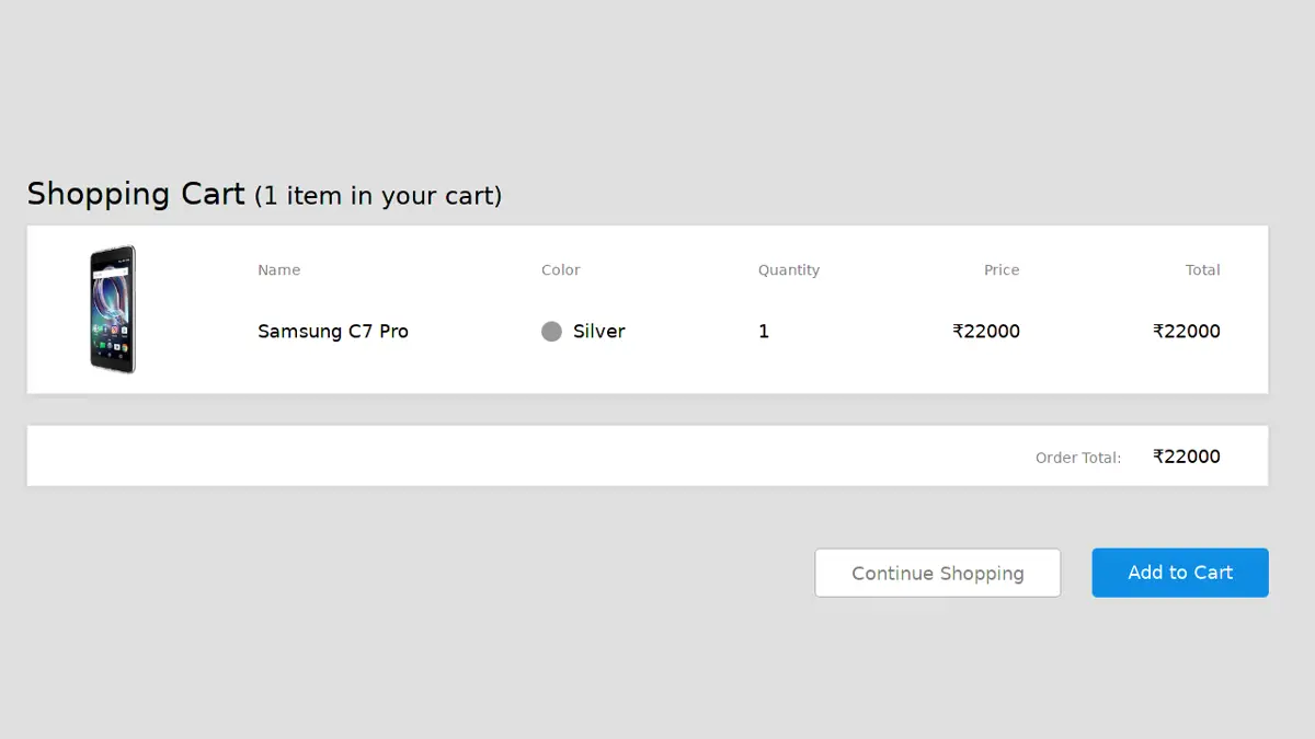 Bootstrap 4 Ecommerce Shopping Cart screenshot