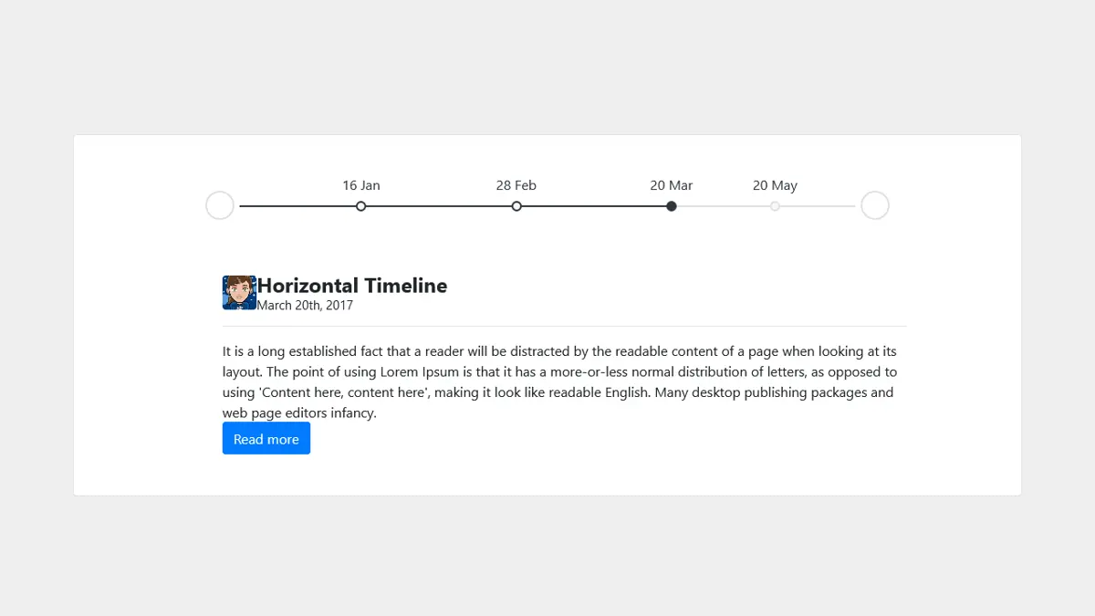 Bootstrap 4 Horizontal Timeline screenshot