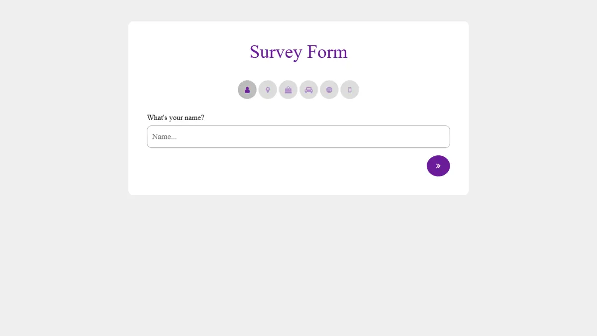 Bootstrap 4 Multi Step Survey Form screenshot