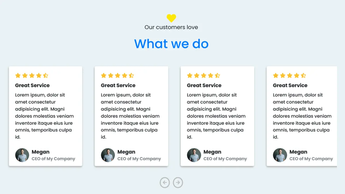 Bootstrap 4 Owl Carousel For User Testimonials screenshot