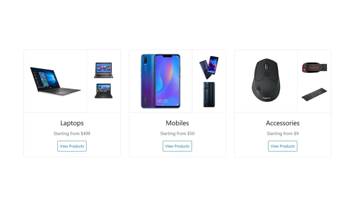 Bootstrap 4 Product Ecommerce Category Page screenshot