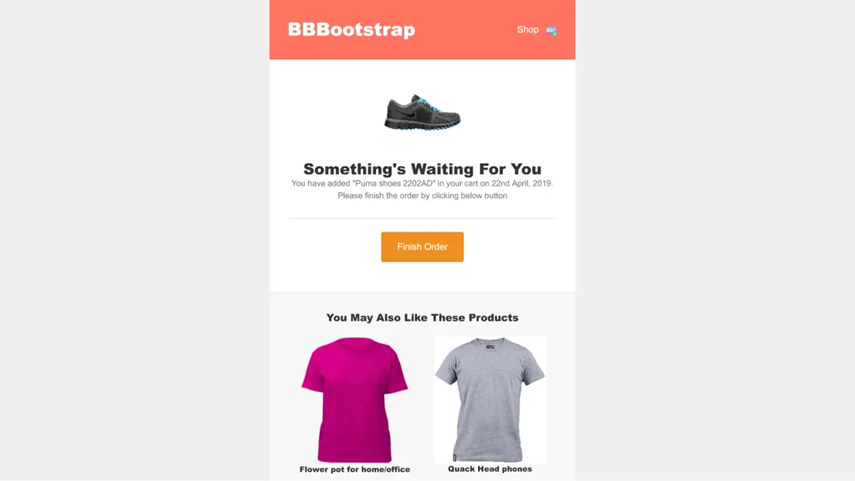 Bootstrap 4 Shopping Cart screenshot