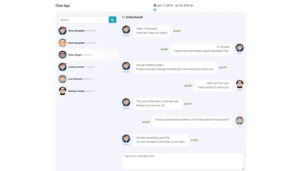 Bootstrap 4 Simple Chat App screenshot
