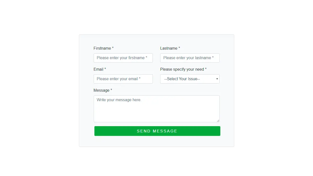 Bootstrap 4 Simple Contact Form screenshot