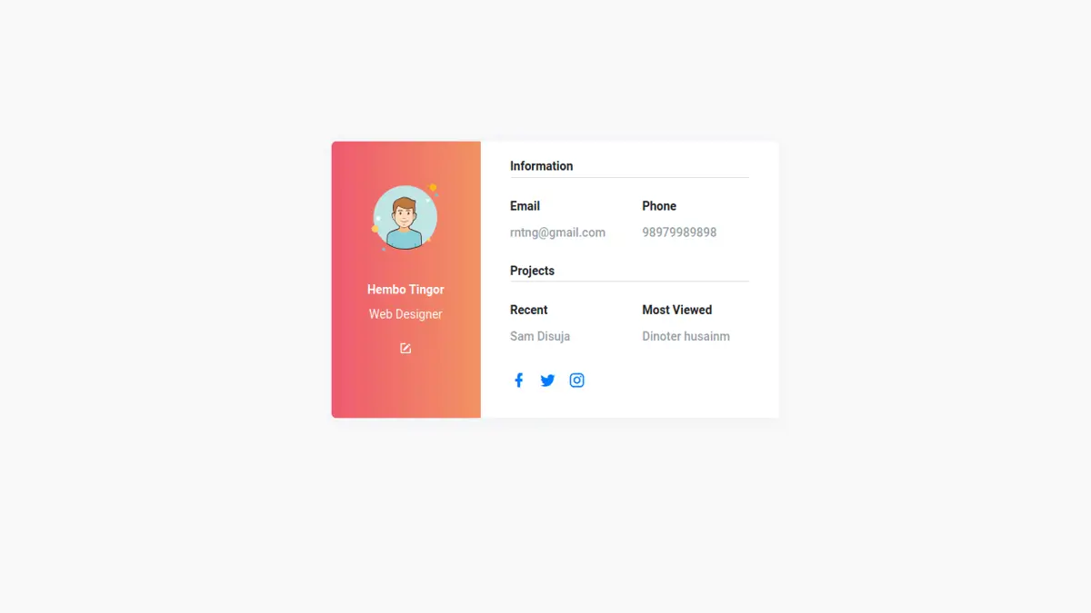 Bootstrap 4 Social Profile screenshot