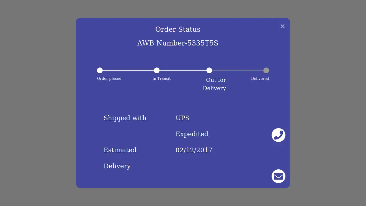 Bootstrap 4 Track Your Order With Progress Bar Modal screenshot