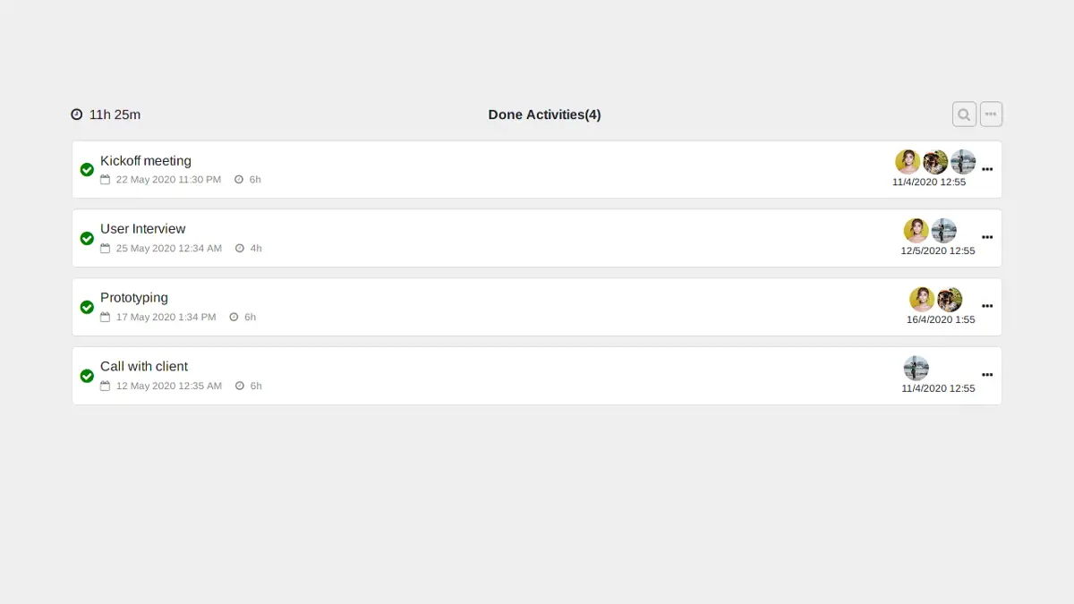 Bootstrap 4 User Task List Template screenshot