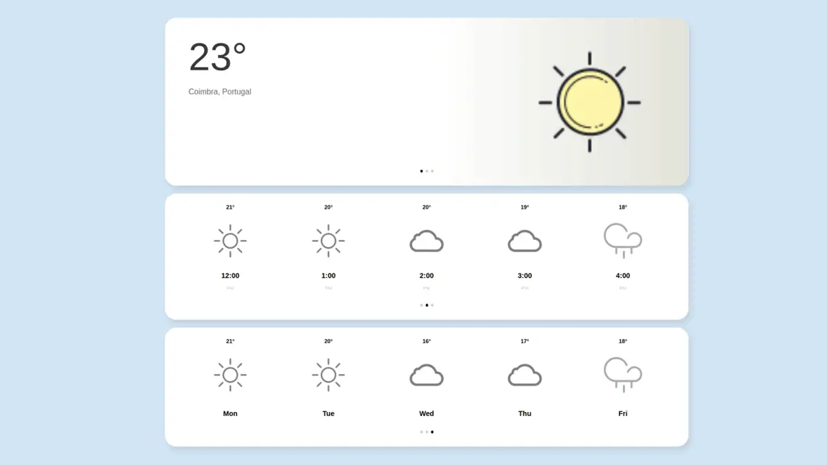 Bootstrap 4 Weather Card screenshot