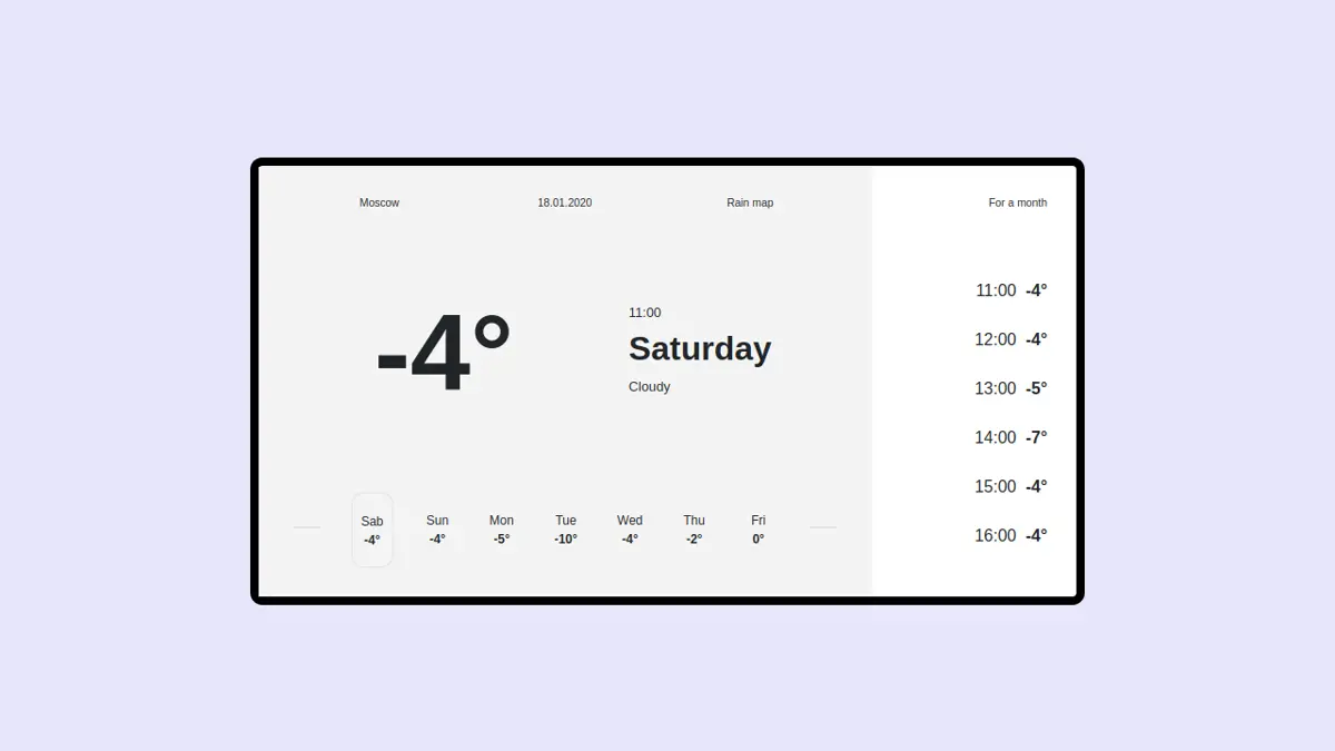 Bootstrap 4 Weather Report screenshot