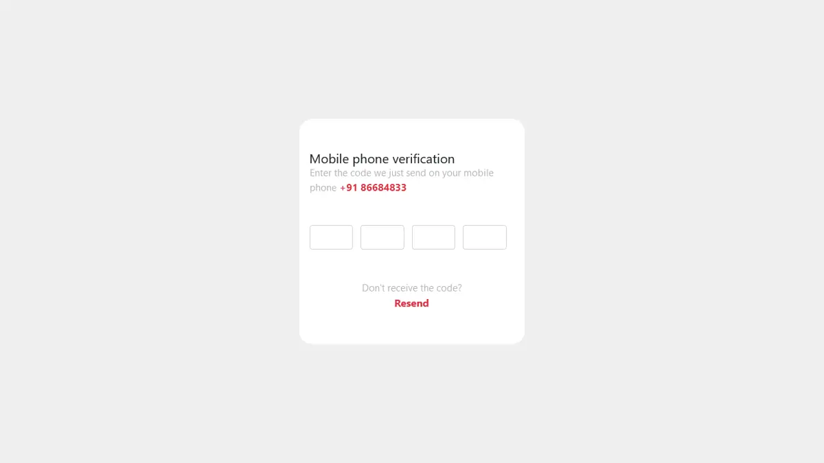 Bootstrap 5 Mobile Phone Verification Form screenshot