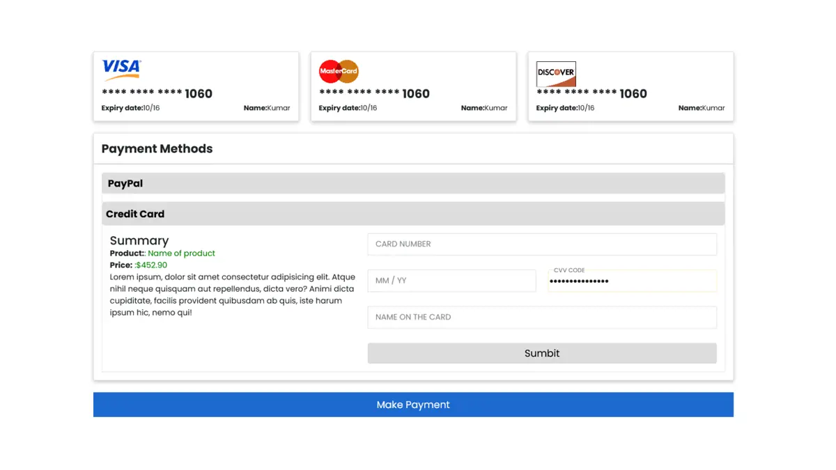 Bootstrap 5 Payment Form screenshot