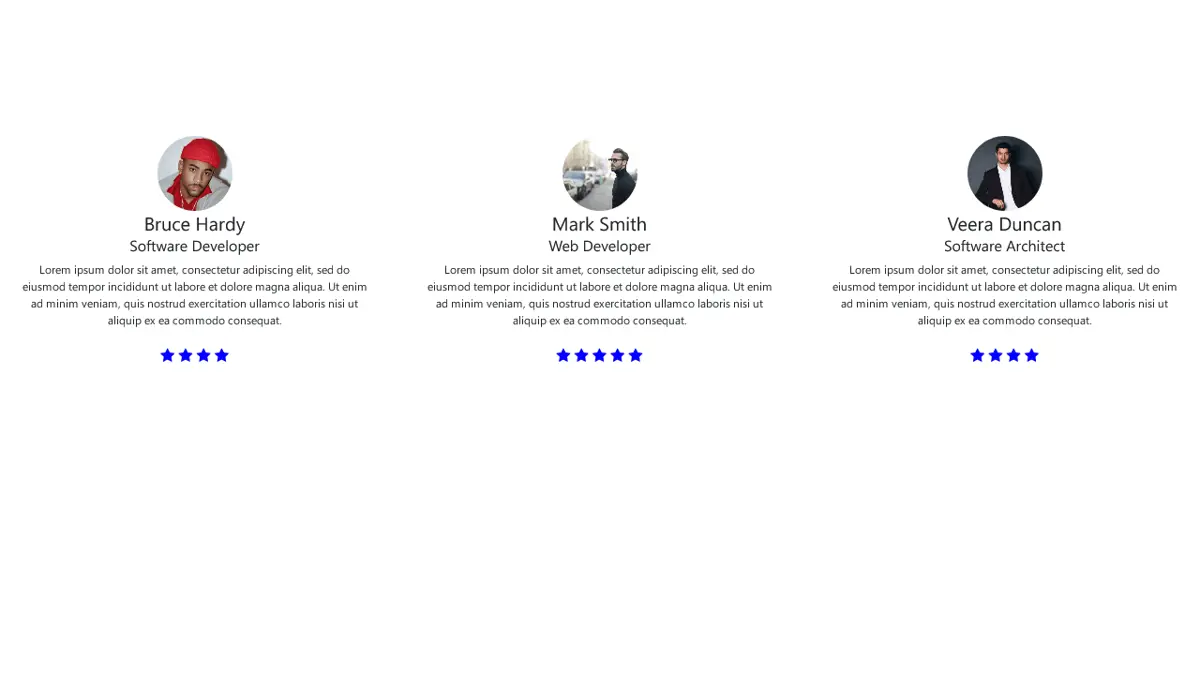 Bootstrap 5 User Testimonial With Star Ratings screenshot