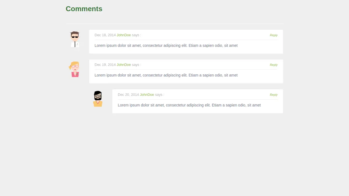 Bootstrap Blog Comments screenshot