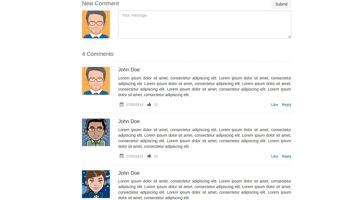 Bootstrap Blog Item Comments screenshot