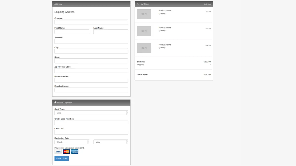 Bootstrap Cart Checkout Payment screenshot