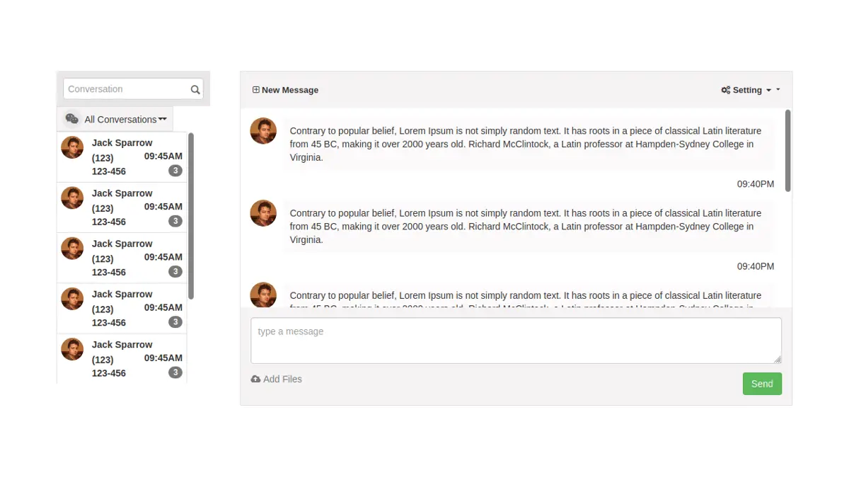 Bootstrap Chat Room Design screenshot