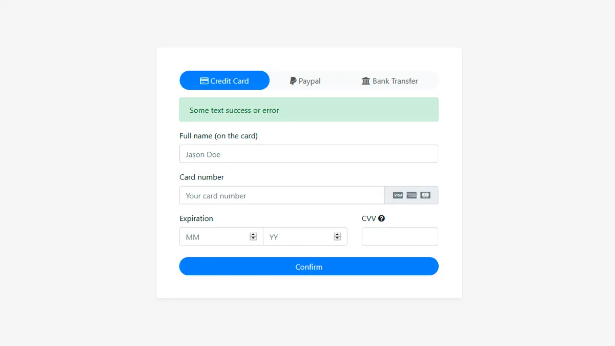 Bootstrap Credit Card Form screenshot