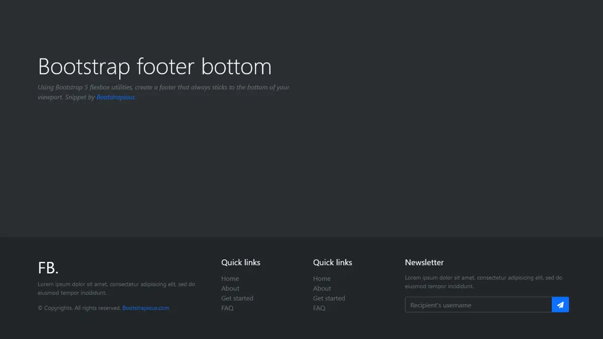 Bootstrap Footer Bottom screenshot