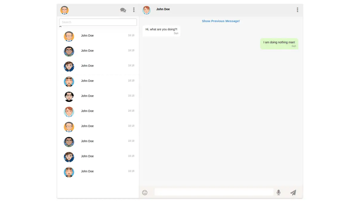 Bootstrap Framework Snippet Whatsapp Web Chat Template screenshot