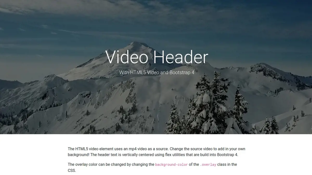 Bootstrap Header With Html5 Video Background screenshot