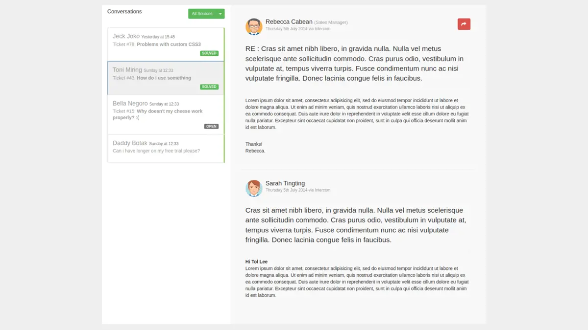 Bootstrap Messages Or Conversations screenshot