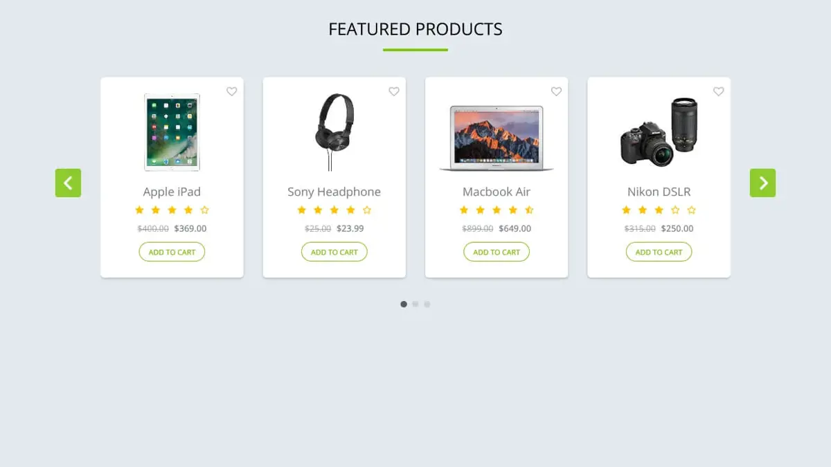 Bootstrap Multiple Item Product Carousel screenshot