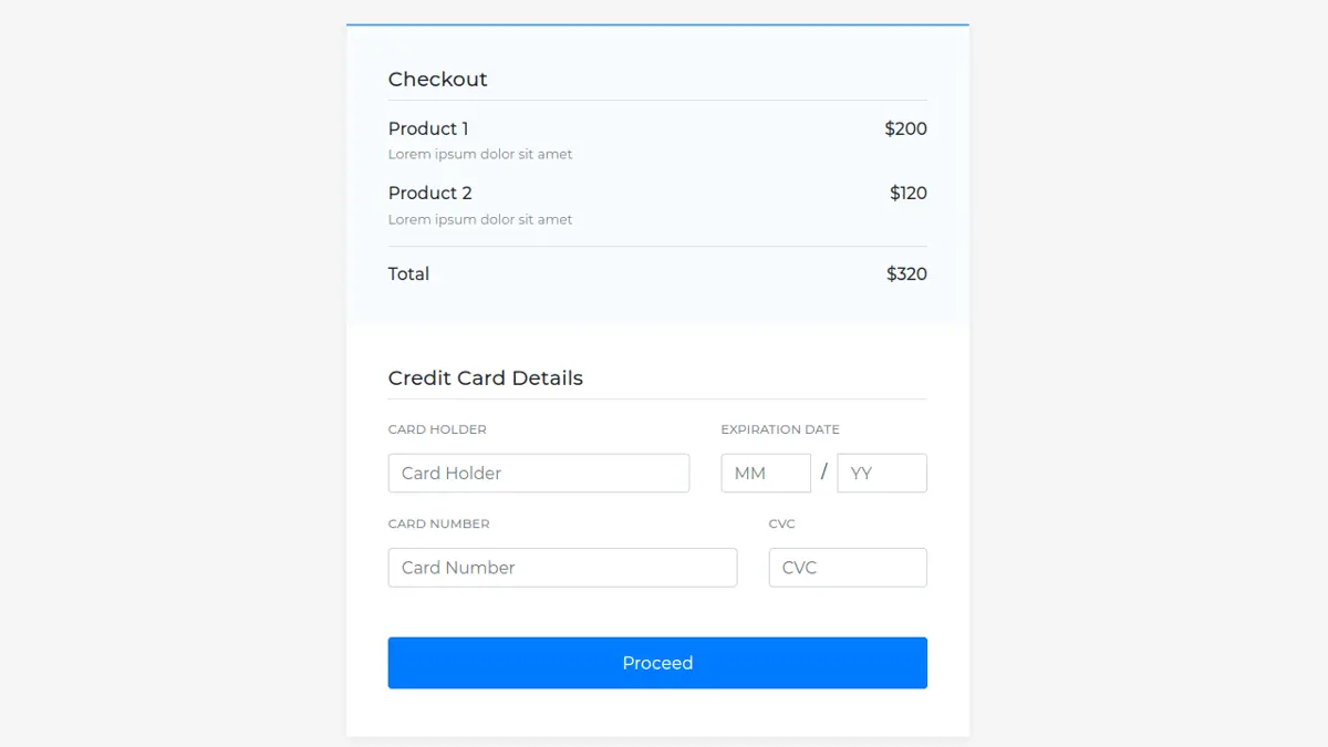 Bootstrap Payment screenshot