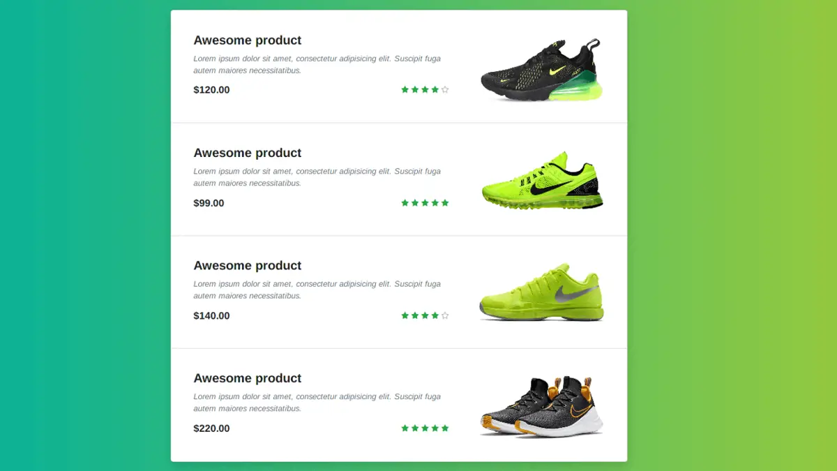 Bootstrap Products List screenshot