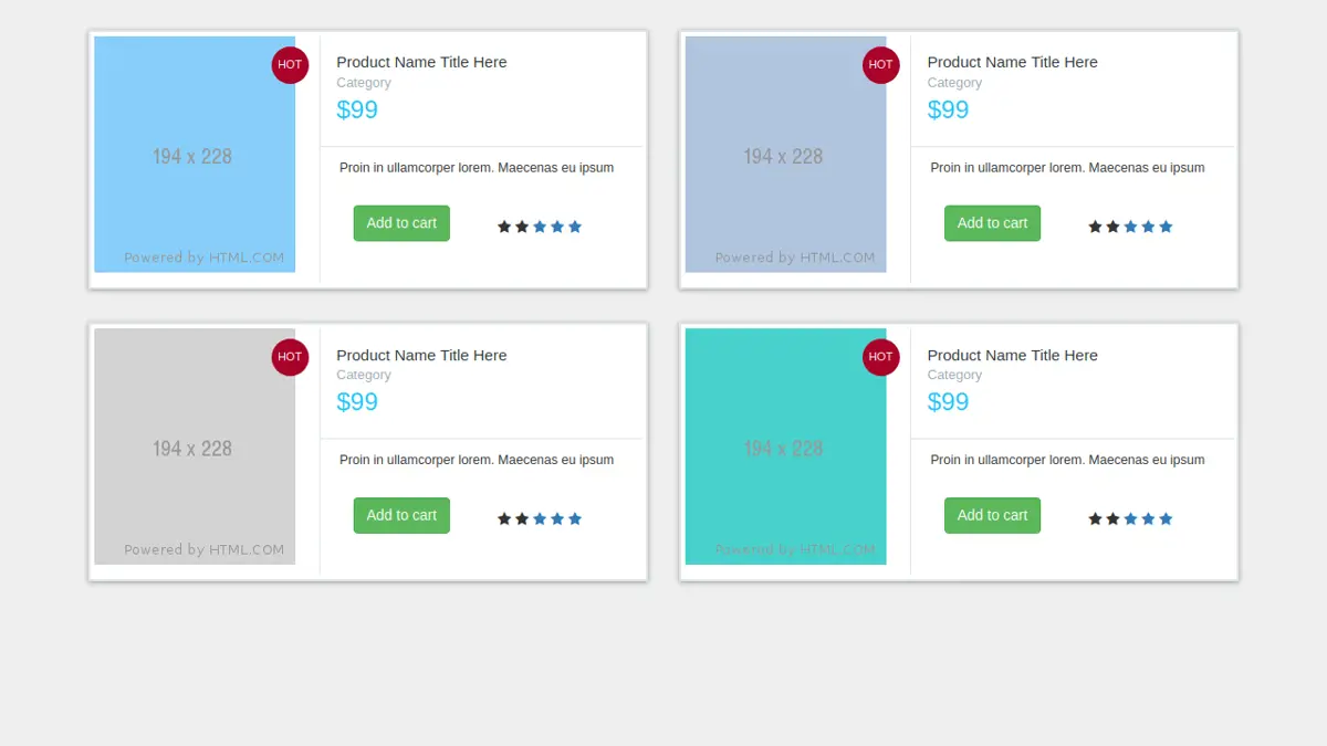 Bootstrap Products View List screenshot