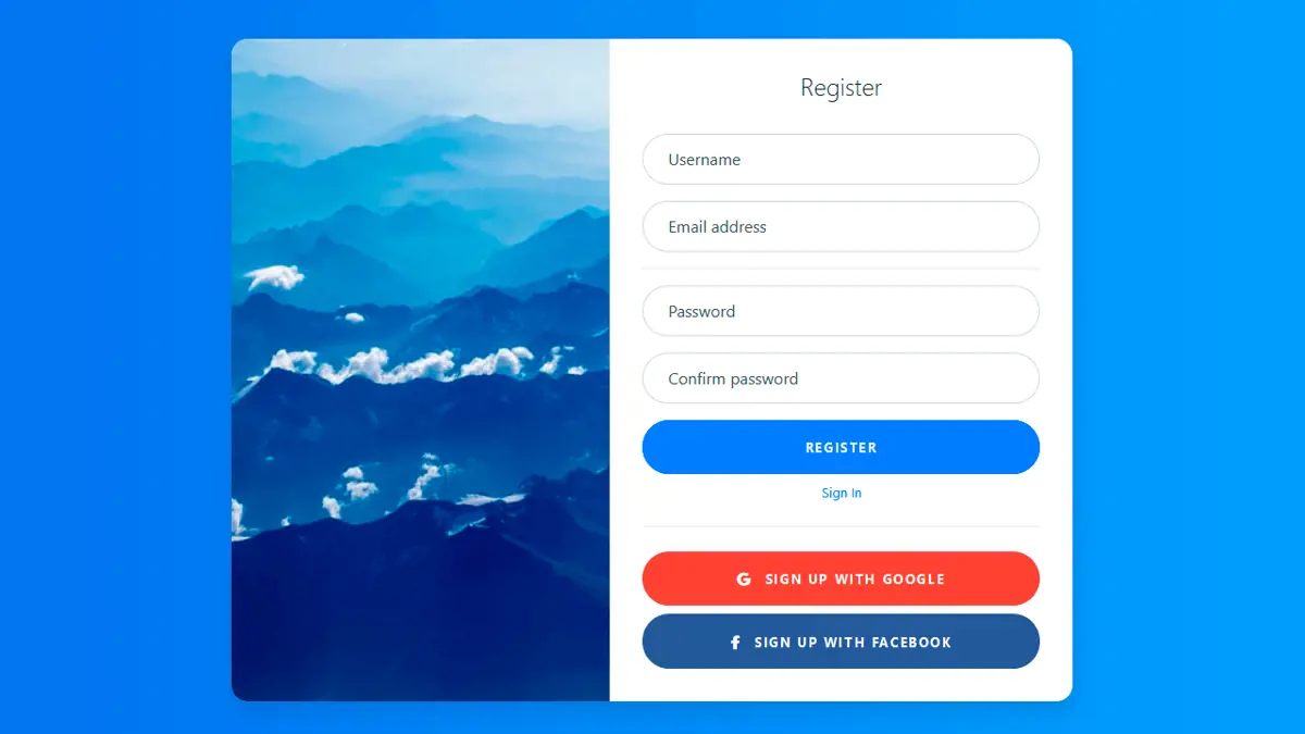 Bootstrap Registration Page With Floating Labels screenshot