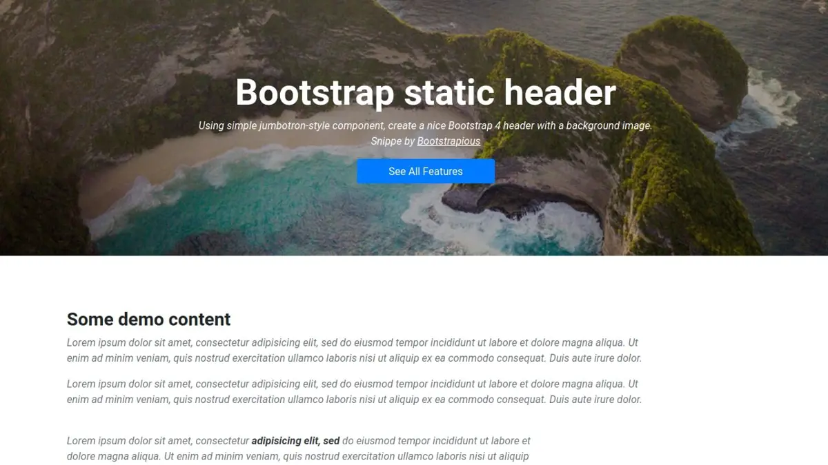 Bootstrap Static Header screenshot