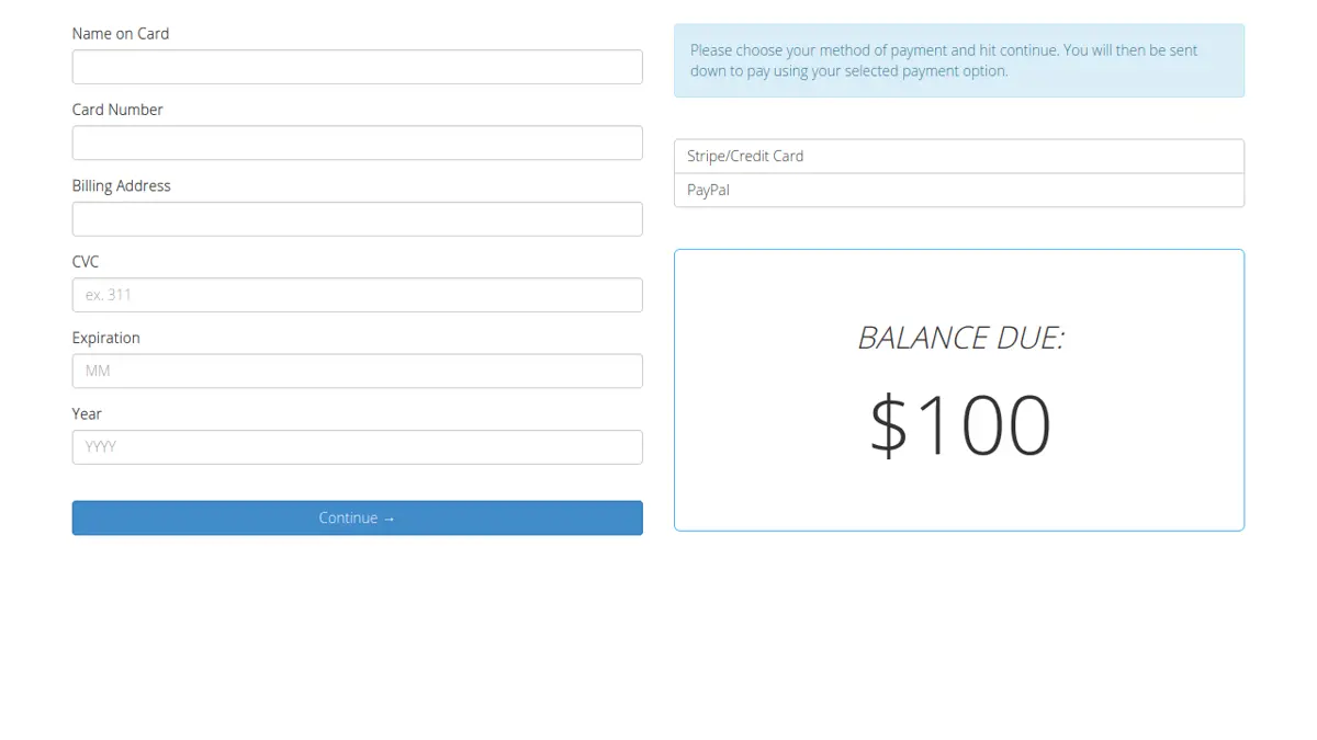 Bootstrap Stripe Payment Form screenshot