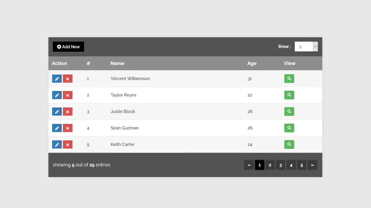 Bootstrap Table Style 12 screenshot