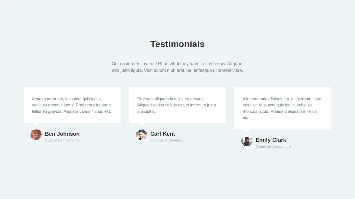 Bootstrap Testimonials screenshot