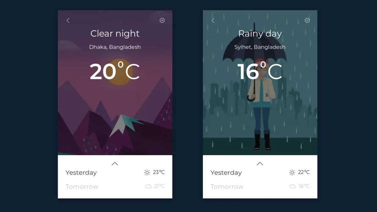 Bootstrap Weather Card Ui screenshot
