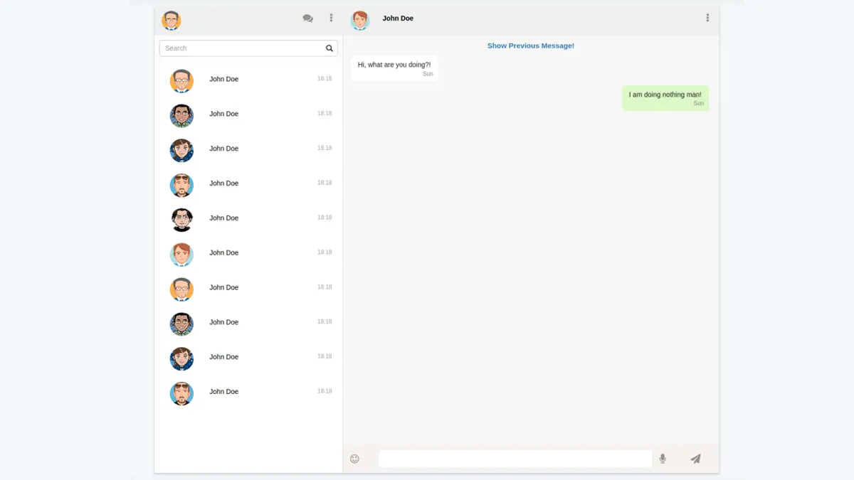 Bootstrap Whatsapp Web Chat Template screenshot