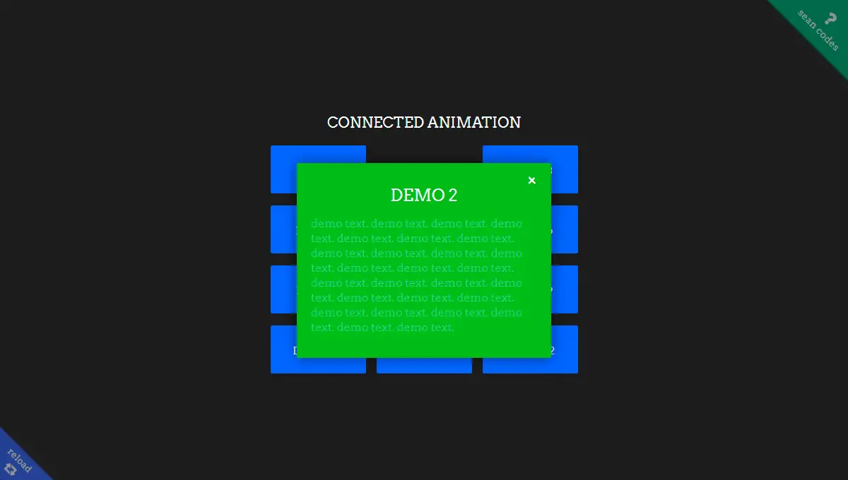 CSS Animation Examples - Connected Animation example : CSS Mix