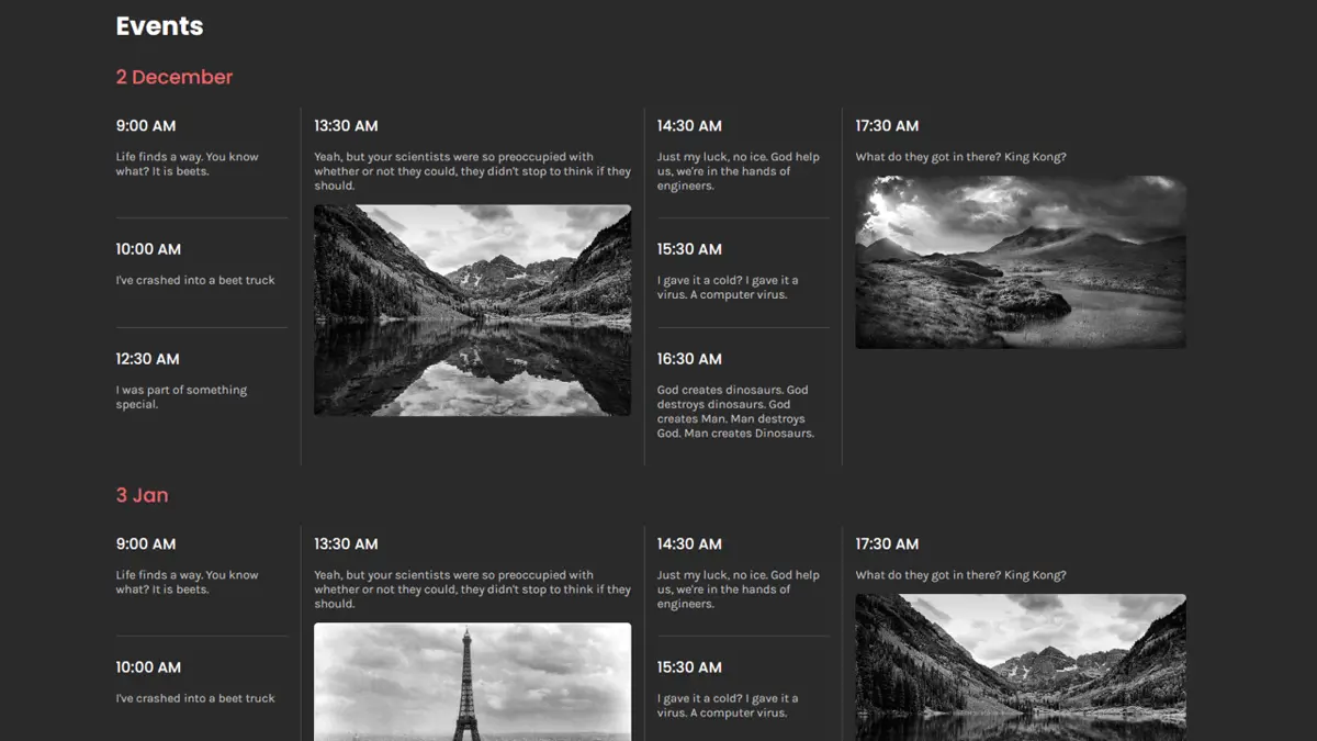 CSS Timelines - Responsive Grid Timeline example : CSS Mix