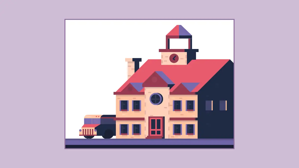CSS Illustrations - School Building - Pure Css Art example : CSS Mix